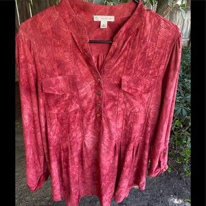 DB 3/4 sleeve brick colored blouse, size med